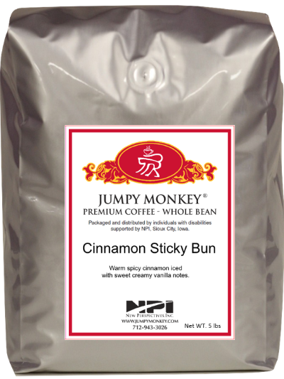 Cinnamon Sticky Bun - warm, spiced, cinnamon - Jumpy Monkey® Coffee